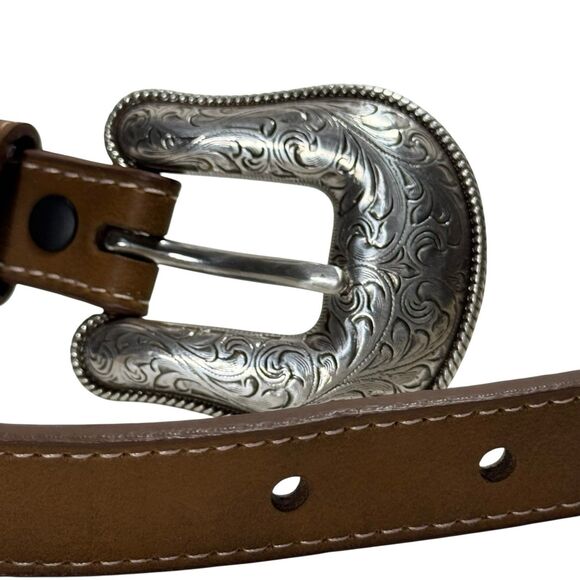 Wrangler Girls HEART CONCHO Taper Leather Western Belt Pink Embroidery Sz XXL - Picture 5 of 8